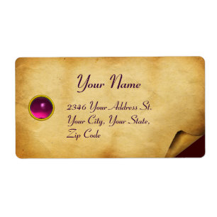 OUD BROWN PARCHMENT, GEM STONE ETIKET