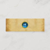 OUD BROWN PARCHMENT, GEM STONE, MONOGRAM blauw Mini Visitekaartje (Achterkant)