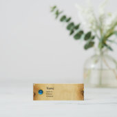 OUD BROWN PARCHMENT, GEM STONE, MONOGRAM blauw Mini Visitekaartje (Staand voorkant)