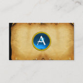 OUD BROWN PARCHMENT, GEM STONE, MONOGRAM blauw Visitekaartje (Achterkant)