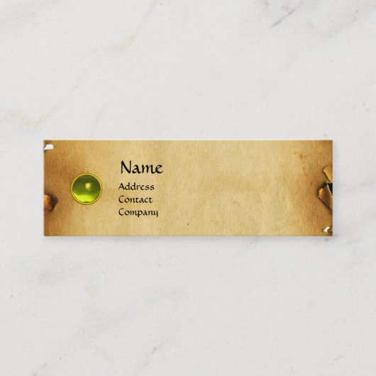 OUD BROWN PARCHMENT, GEM STONE, MONOGRAM geel Mini Visitekaartje (Voorkant)
