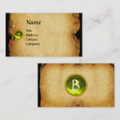 OUD BROWN PARCHMENT, GEM STONE, MONOGRAM Geel Visitekaartje (Voorkant / Achterkant)