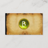 OUD BROWN PARCHMENT, GEM STONE, MONOGRAM Geel Visitekaartje (Achterkant)