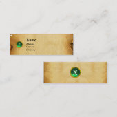 OUD BROWN PARCHMENT, GEM STONE, MONOGRAM groen Mini Visitekaartje (Voorkant / Achterkant)