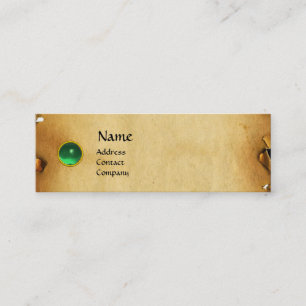 OUD BROWN PARCHMENT, GEM STONE, MONOGRAM groen Mini Visitekaartje
