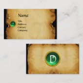 OUD BROWN PARCHMENT, GEM STONE, MONOGRAM groen Visitekaartje (Voorkant / Achterkant)