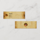 OUD BROWN PARCHMENT, GEM STONE, MONOGRAM oranje Mini Visitekaartje (Voorkant / Achterkant)