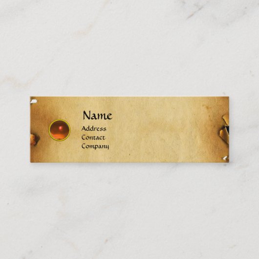 OUD BROWN PARCHMENT, GEM STONE, MONOGRAM oranje Mini Visitekaartje (Voorkant)