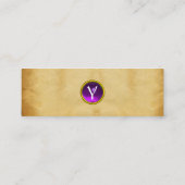 OUD BROWN PARCHMENT, GEM STONE, MONOGRAM paars Mini Visitekaartje (Achterkant)