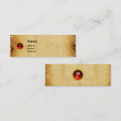 OUD BROWN PARCHMENT, GEM STONE, MONOGRAM rood Mini Visitekaartje (Voorkant / Achterkant)