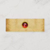 OUD BROWN PARCHMENT, GEM STONE, MONOGRAM rood Mini Visitekaartje (Achterkant)