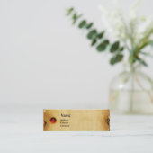 OUD BROWN PARCHMENT, GEM STONE, MONOGRAM rood Mini Visitekaartje (Staand voorkant)