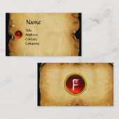 OUD BROWN PARCHMENT, GEM STONE, MONOGRAM rood Visitekaartje (Voorkant / Achterkant)