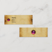 OUD BROWN PARCHMENT, GEM STONE, MONOGRAM roze Mini Visitekaartje (Voorkant / Achterkant)