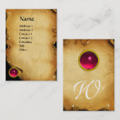 OUD BROWN PARCHMENT, GEM STONE, MONOGRAM VISITEKAARTJE (Voorkant / Achterkant)