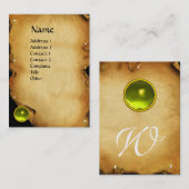 OUD BROWN PARCHMENT, GEM STONE, MONOGRAM VISITEKAARTJE (Voorkant / Achterkant)