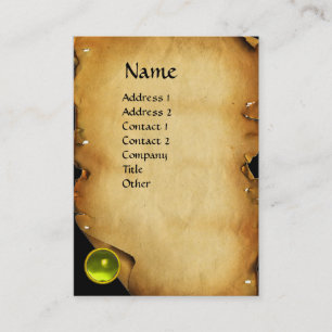 OUD BROWN PARCHMENT, GEM STONE, MONOGRAM VISITEKAARTJE