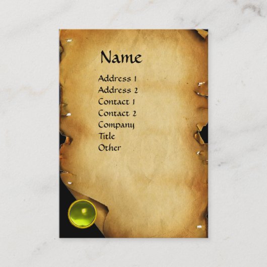 OUD BROWN PARCHMENT, GEM STONE, MONOGRAM VISITEKAARTJE (Voorkant)