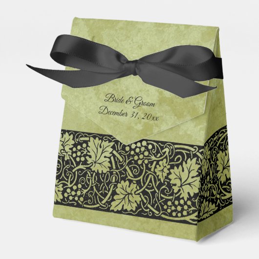 Oud bruiloft, Victoriaanse druivenranken en blader Bedankdoosjes (Voorkant Zijde)
