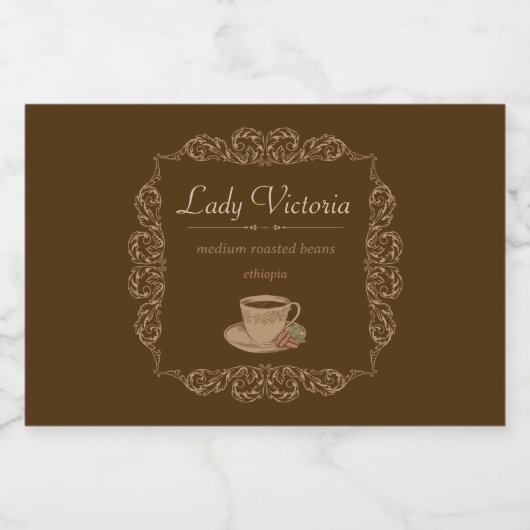 Oud bruin custom coffee voedselcontainer etiket (Enkel label)
