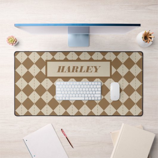 Oud bruin geruit patroon bureaumat (Kantoor 1)