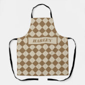 Oud bruin geruit patroon schort (Voorkant)