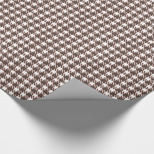 Oud bruin houndstooth cadeaupapier (Hoek)