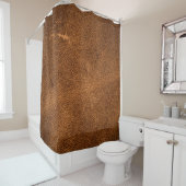 Oud bruin leder douchegordijn (In situ)