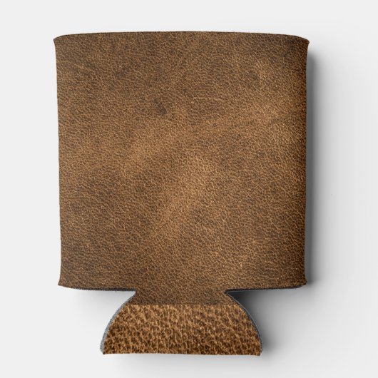 Oud bruin leer: getextureerde achtergrond blikjeskoeler (Achterkant)