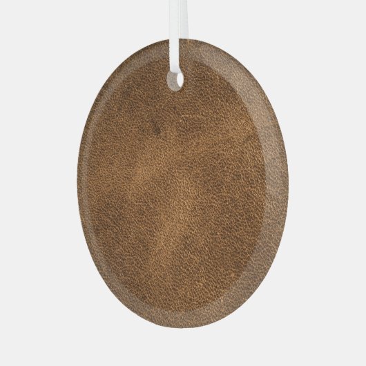 Oud bruin leer: getextureerde achtergrond glas ornament (Voorkant links)