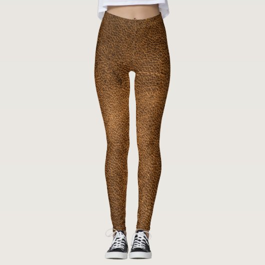 Oud bruin leer: getextureerde achtergrond leggings (Voorkant)