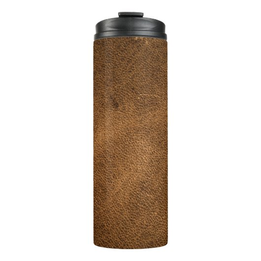 Oud bruin leer: getextureerde achtergrond thermosbeker (Voorkant)