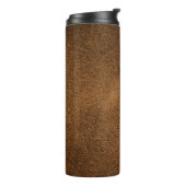 Oud bruin leer: getextureerde achtergrond thermosbeker (Gedraaid links)