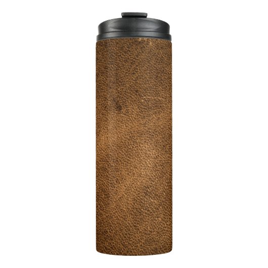 Oud bruin leer: getextureerde achtergrond thermosbeker (Voorkant)