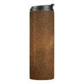 Oud bruin leer: getextureerde achtergrond thermosbeker (Gedraaid links)