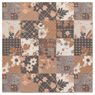 Oud bruin patchwork cottagecore dekbed stof