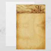 OUD BRUIN PERKAMENT monogram Briefpapier (Voorkant / Achterkant)