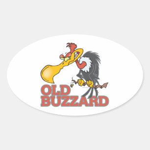 oud buzzard grappig tekenfilm ovale sticker