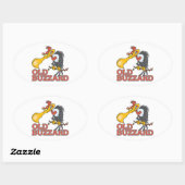 oud buzzard grappig tekenfilm ovale sticker (Vel)