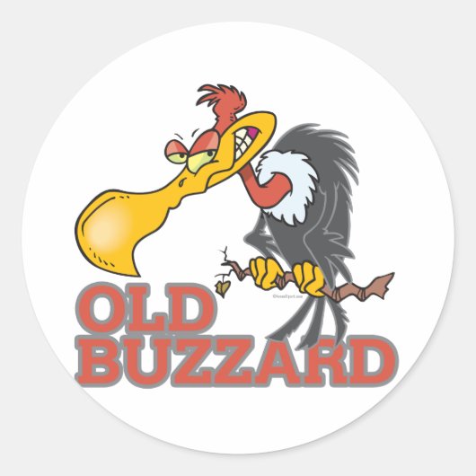 oud buzzard grappig tekenfilm ronde sticker (Voorkant)
