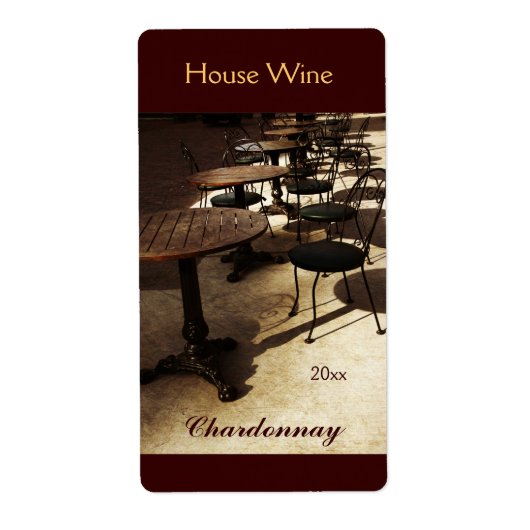 Oud café huis wijn fles label (Voorkant)