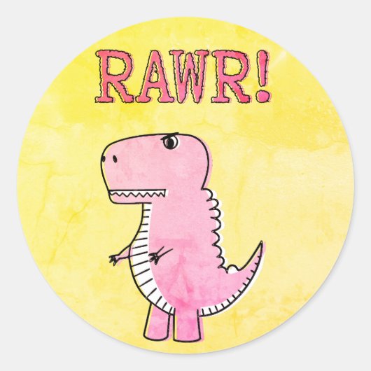 oud Cartoon T-Rex voor de schildklier Ronde Sticker (Voorkant)