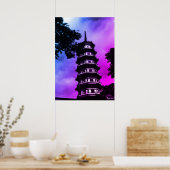 Oud Chinees Kanton de bloemrijke pagode Poster (Keuken)