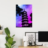 Oud Chinees Kanton de bloemrijke pagode Poster (Thuiskantoor)