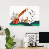 Oud chinese schilderij van twee vogels onder bloem poster (Thuiskantoor)