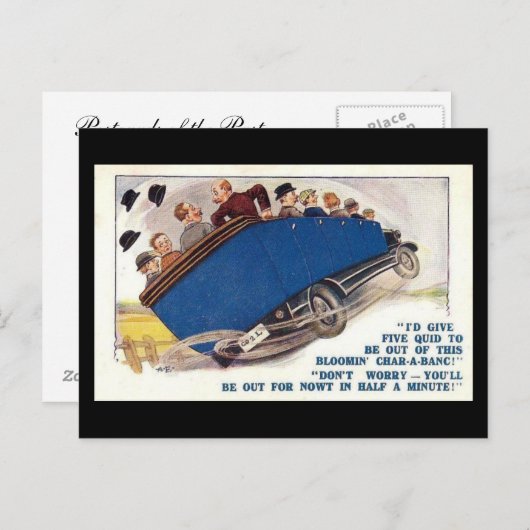 Oud Comic Briefkaart - Char-a-banc (Voorkant / Achterkant)