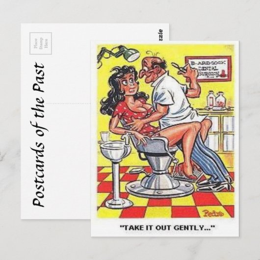 Oud Comic Briefkaart - Comic - Dentist (Voorkant / Achterkant)