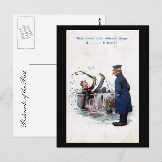 Oud Comic Briefkaart - U-Boats (Voorkant / Achterkant)