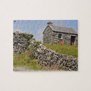 Oud Cottage en Stenen Muren Galway Ierland. Legpuzzel