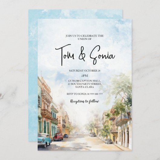 Oud Cuba Havana Bestemming Bruiloft Kaart (Voorkant / Achterkant)